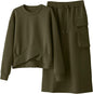 Women Spring Fall Sweatshirts Dress Sets Long Sleeve Hoodies Midi Skirt Two-Piece Set