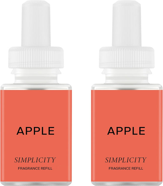Pura & Simplicity Home Scent Refill - Smart Air Diffuser - Up to 120-Hours of Luxury Fragrance per Refill - Home Essential - Clean & Safe Diffuser Fragrance - 2 Pack, Apple