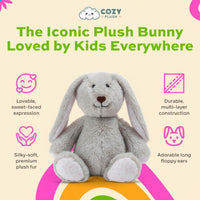 Stuffed Bunny Plush 7 Inch (Gray) - Easter Bunny Stuffed Animal - Adorable & Cuddly Rabbit Toy - Soft and Cute Plushies - First Easter Children's Gifts - Rabbit Toys for Kids