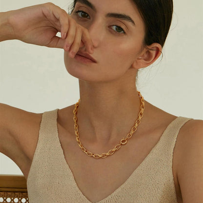 Aobei Pearl 18K Gold Plated Paperclip Chain Choker Satellite Chain Freshwater Cultured Biwa Pearl Pendant Necklace Dainty Turquoise Jewelry for Women