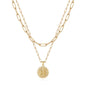 Yoosteel Layered Initial Necklaces for Women Trendy - 14K Gold-Plated Dainty Layering Paperclip Chain Coin Initial Necklace Jewelry Gifts for Women Mom Wife Teen Girls