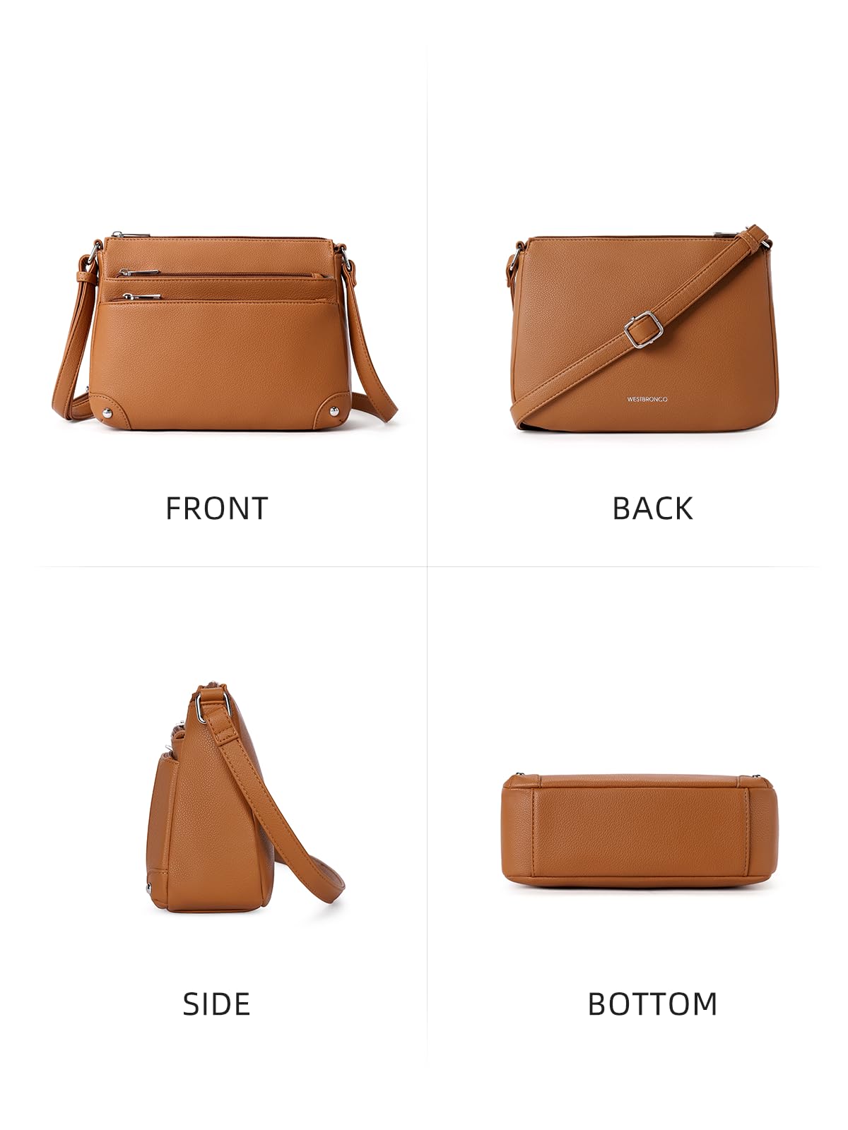 WESTBRONCO Crossbody Bags for Women, Medium Size Shoulder Handbags, Satchel Purse with Multi Zipper Pocket
