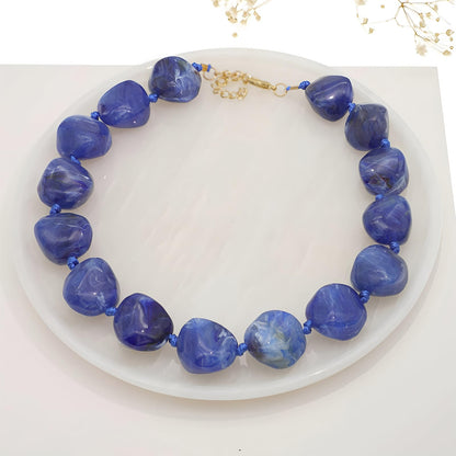 We We Chunky Colorful Beaded Necklace for Women Large Boho Statement Bead Chokers Necklaces Turquoise Blue Big Beads Jewelry Neck Summer Beach