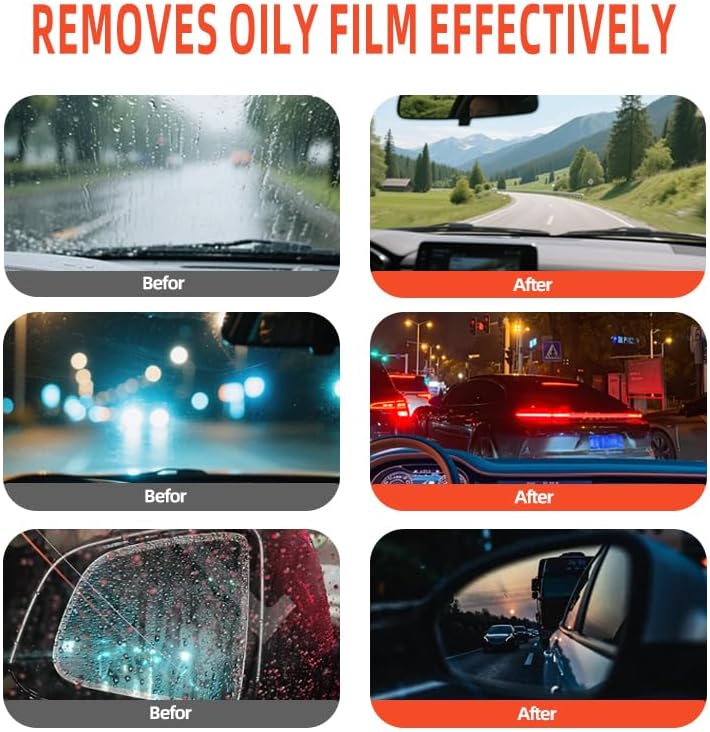 Buy one and get the second one free with 50% off Glass Treatment Oil Film Remover for Car Windshields, Hydrophobic Coating Compound, Automotive Window Cleaner, Multi-Surface Vehicle Glass Protection