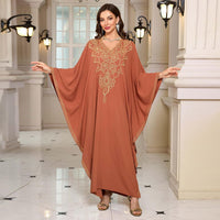RanRui Women's Embroidered Kaftan Dresses Beach Blouse Cotton Gold Embroidery Holiday Robe Plus Size Caftans Kaftan Dress