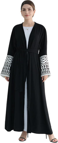 Women Abaya Muslim Prayer Dress Embroidered Sleeves Cardigan Kaftan Islamic Dubai Robe Casual Modest Abaya Dress