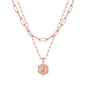 M MOOHAM Dainty Initial Necklaces for Women, 14K-Gold-Plated Layering Necklace for Women Cute Hexagon Letter Initial Necklace Layered Necklaces for Womens Teen Girl Gifts