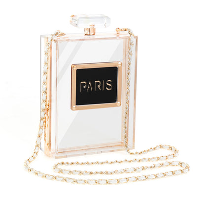WJCD Women Acrylic Perfume Bottle Evening Clutch Bag Chain Crossbody Purse