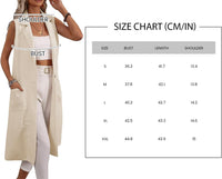 Mina Self 2025 Summer Sleeveless Long Linen Blazers Jacket Women Lightweight Fashion Casual Work Outerwear with Pockets