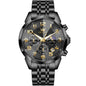 OLEVS Watches Men Luxury Chronograph Moon Phase Waterproof Luminous Watches for Men Analog Quartz Calendar Stainless Steel Strap Wrist Watches-(Black/Blue/Gold/Grey/Silver Face)