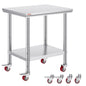 Vevor Mophorn Stainless Steel Work Table 36x24 Inch with 4 Wheels, Casters Heavy Duty Food Prep Worktable for Commercial Kitchen Restaurant, Silver