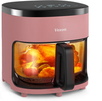 6-IN-1 Glass Air Fryer with 4.5 QT Capacity,Air Fry, Roast, Reheat, Dehydrate, Air Crisp Technology,Nonstick & Dishwasher Safe Basket,97% Less Oil,Features Digital Timer1