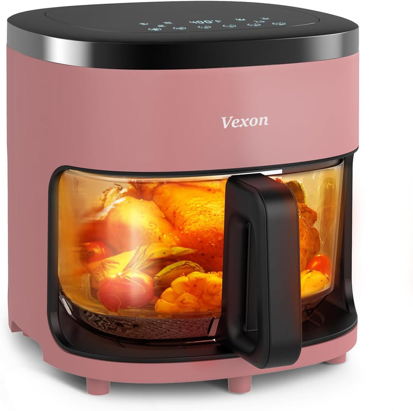 6-IN-1 Glass Air Fryer with 4.5 QT Capacity,Air Fry, Roast, Reheat, Dehydrate, Air Crisp Technology,Nonstick & Dishwasher Safe Basket,97% Less Oil,Features Digital Timer1