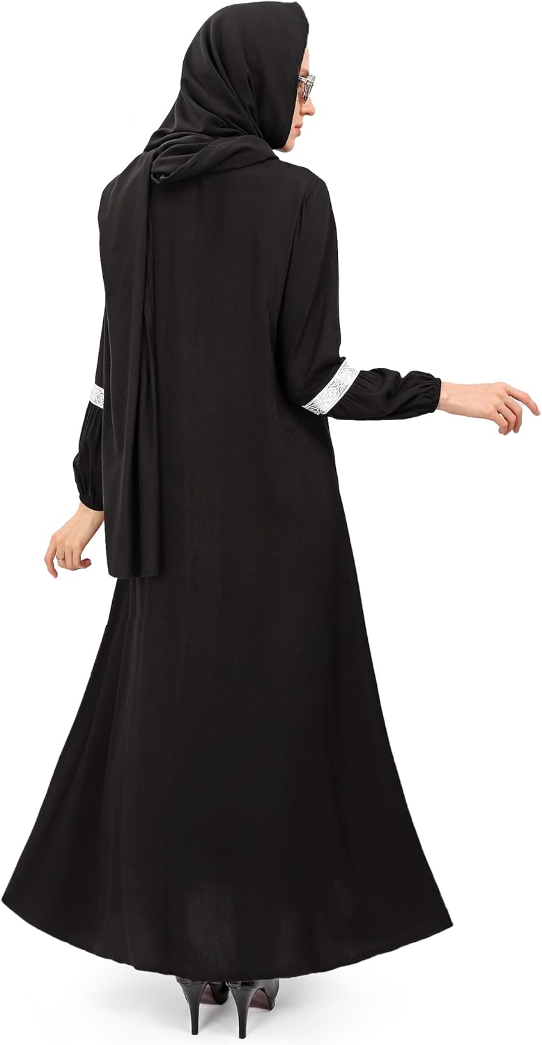 DAZCOS Women Muslim Abayas Dress with Hijabs Long Sleeve Modest Dubai Outfits Arabian Robe Prayer Clothes