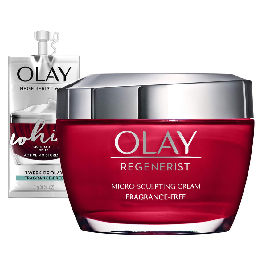 Olay Face Moisturizer, Regenerist Micro-Sculpting Cream for Women, Fragrance-Free - Anti-Aging, Anti-Wrinkle, Firming Skin Care - Triple Collagen Cream, Peptide, Hyaluronic Acid, Niacinamide, 1.7oz