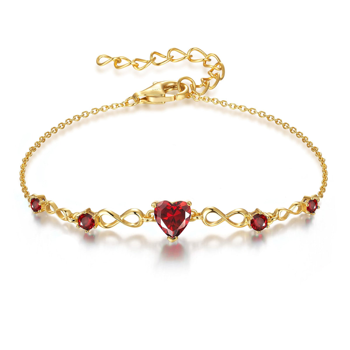 G&GEMSJEW Infinity Heart Birthstone Bracelets for Women, 925 Sterling Silver Women Charm Link Bracelet Adjustable, Birthday Anniversary Christmas Jewelry Gifts for Women Wife Mom Girlfriend Her