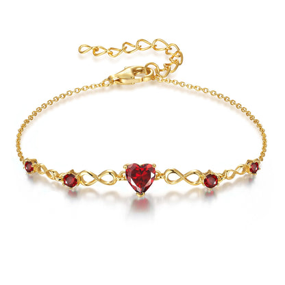 G&GEMSJEW Infinity Heart Birthstone Bracelets for Women, 925 Sterling Silver Women Charm Link Bracelet Adjustable, Birthday Anniversary Christmas Jewelry Gifts for Women Wife Mom Girlfriend Her