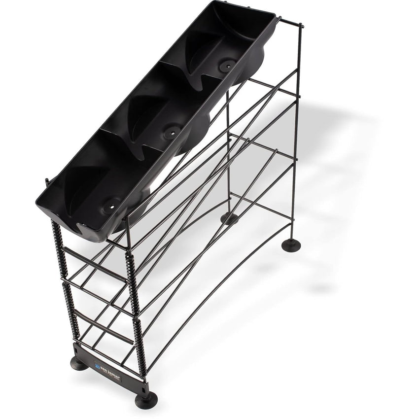 San Jamar Wireworks Cup and Lid Dispenser Fits 8 - 44 Oz. Cups, 3 Tiers with Suction Cup Feet for Restaurants, Fast Food, And Kitchens, Plastic, 8.25 X 20.5 X 22.5 Inches, Black