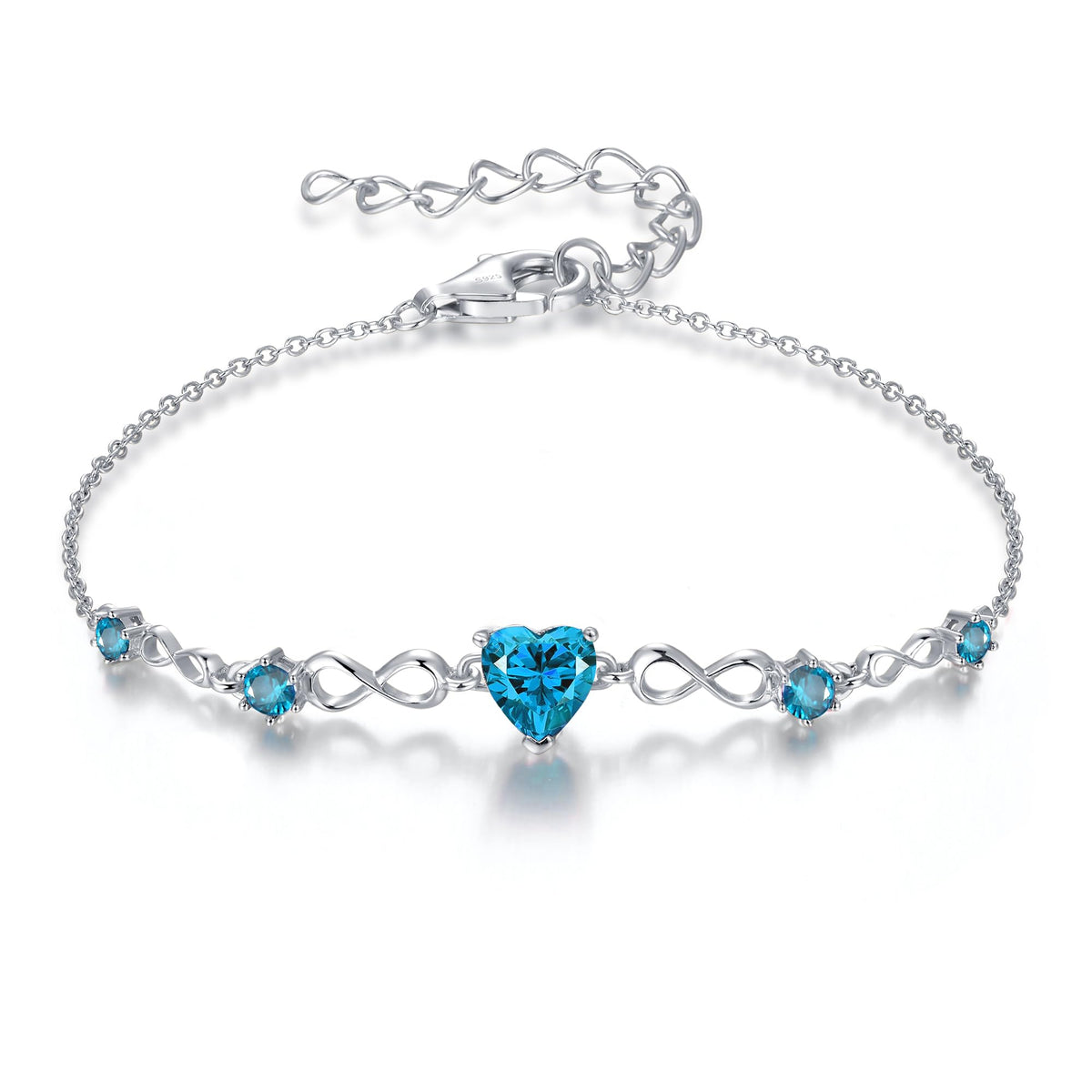 G&GEMSJEW Infinity Heart Birthstone Bracelets for Women, 925 Sterling Silver Women Charm Link Bracelet Adjustable, Birthday Anniversary Christmas Jewelry Gifts for Women Wife Mom Girlfriend Her
