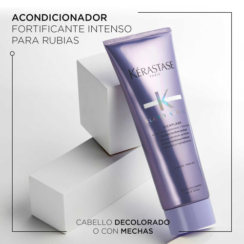 Kerastase Blond Absolu Cicaflash Conditioner - For Bleached & Damaged Hair, Strengthens & Nourishes, With Hyaluronic Acid, Protects Against Breakage