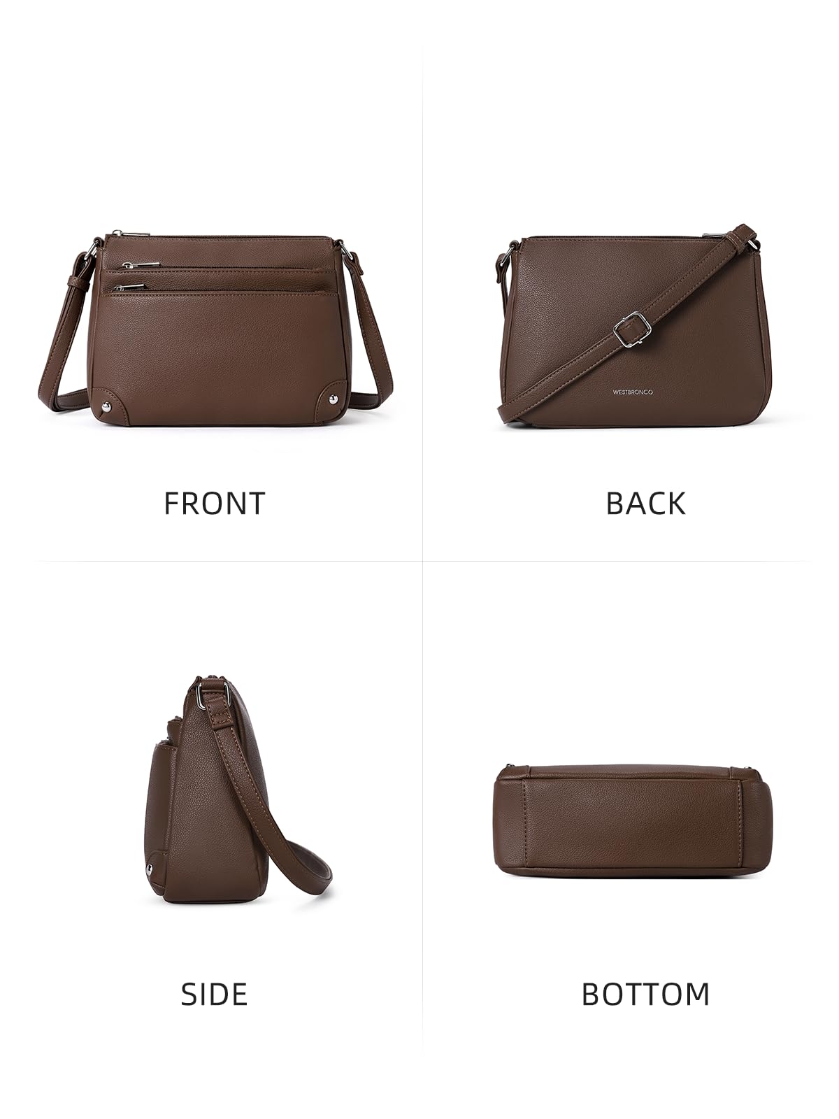 WESTBRONCO Crossbody Bags for Women, Medium Size Shoulder Handbags, Satchel Purse with Multi Zipper Pocket
