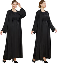 khalat Women Muslim Abaya Dress 2PCS Lightweight Satin Abaya Dress for Women Islamic Dubai Modest Kaftan Prayer Dress