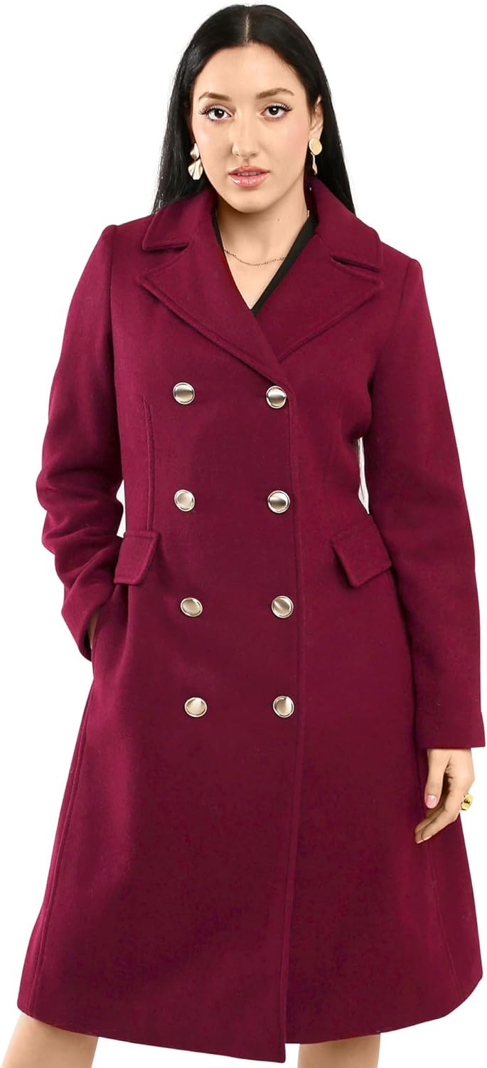 Vince Camuto Winter Coats - Women Double-Breasted Faux Collar Wool Womens Jacket