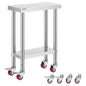Vevor Mophorn Stainless Steel Work Table 36x24 Inch with 4 Wheels, Casters Heavy Duty Food Prep Worktable for Commercial Kitchen Restaurant, Silver