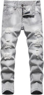 HENGAO Boy's Distressed Ripped Skinny Jeans