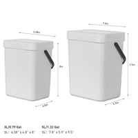 EKO Puro Mini Wall-Mounted Kitchen Trash Can with Lid, Food Waste Caddy, 1.32 Gall / 5L (White)