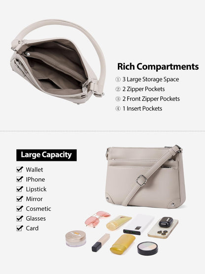 WESTBRONCO Crossbody Bags for Women, Medium Size Shoulder Handbags, Satchel Purse with Multi Zipper Pocket