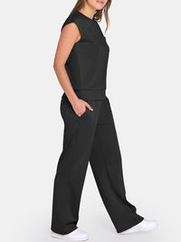 ANRABESS Two Piece Sets for Women Summer Sleeveless Sweatsuits Wide Leg Casual Lounge Set Matching Vacation Travel Outfits