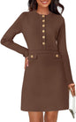 NENONA Women's 2025 Fall Sweater Dress Winter Long Sleeve Fashion Button Elegant Work Formal Cocktail Party Mini Dresses