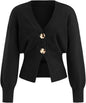 CIDER Cardigan Sweater for Women Knitted Long Sleeve V Neck Trendy Open Front Sweaters with Gold Buttons