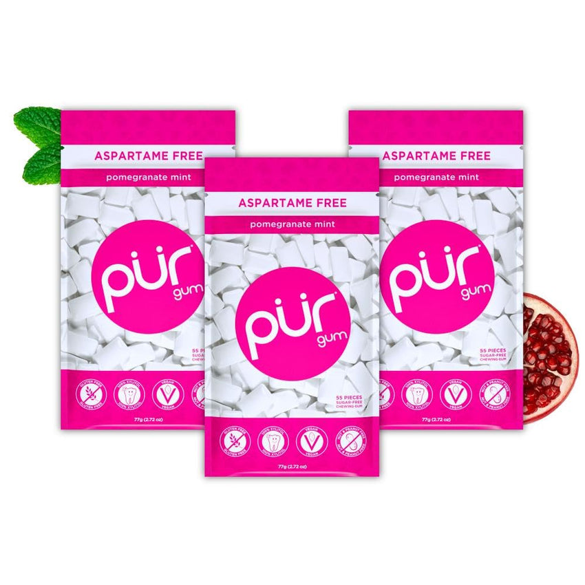 PUR Gum | Aspartame Free Chewing Gum | 100% Xylitol | Natural Spearmint Flavored Gum, 55 Pieces (Pack of 3)