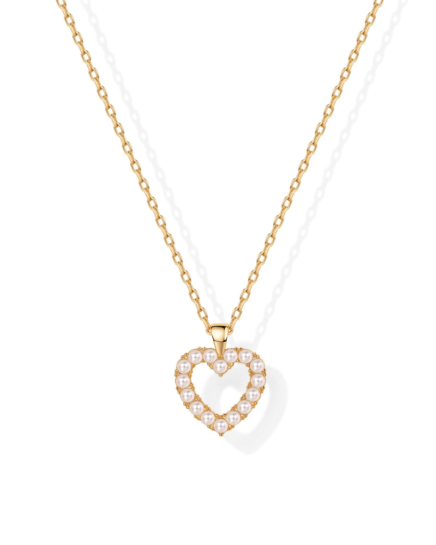 PAVOI 14K Gold Plated Cubic Zirconia Heart Necklace | Cute Dainty Love Pendant Necklaces for Women - Valentines Day Trendy Jewelry