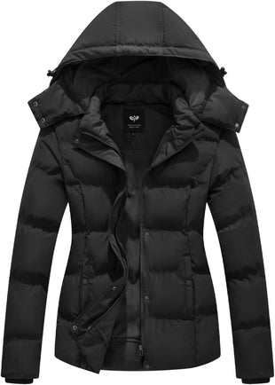 GGleaf Women's Winter Coats Quilted Puffer Jacket Warm Snow Coat with Removable Hood