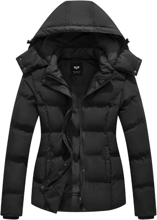 GGleaf Women's Winter Coats Quilted Puffer Jacket Warm Snow Coat with Removable Hood