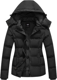 GGleaf Women's Winter Coats Quilted Puffer Jacket Warm Snow Coat with Removable Hood