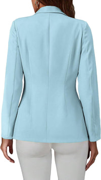 Mina Self 2025 Fall Women's Casual Blazer - Double Breasted Full-Lined Button Slim Lightweight Office Work Jacket Pockets