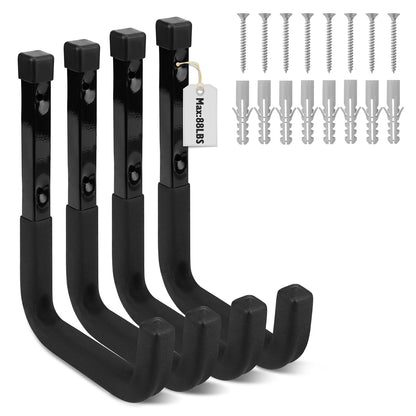 SEDY 6-Piece Heavy Duty Garage Storage Hooks, Wall Mount J Utility Hooks Holds 88 LB, Large Metal Utility, Garage Storage Ladders for Bikes, Garden Tools