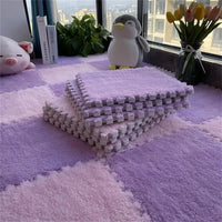 7DAY'S 40pcs 30x30cm DIY Nordic Floor Mat Splicing Carpet Plush Velvet Bedroom Rooms Pink Mat Puzzle Plush Mats Interlocking Carpet Tiles for Commercial and Home