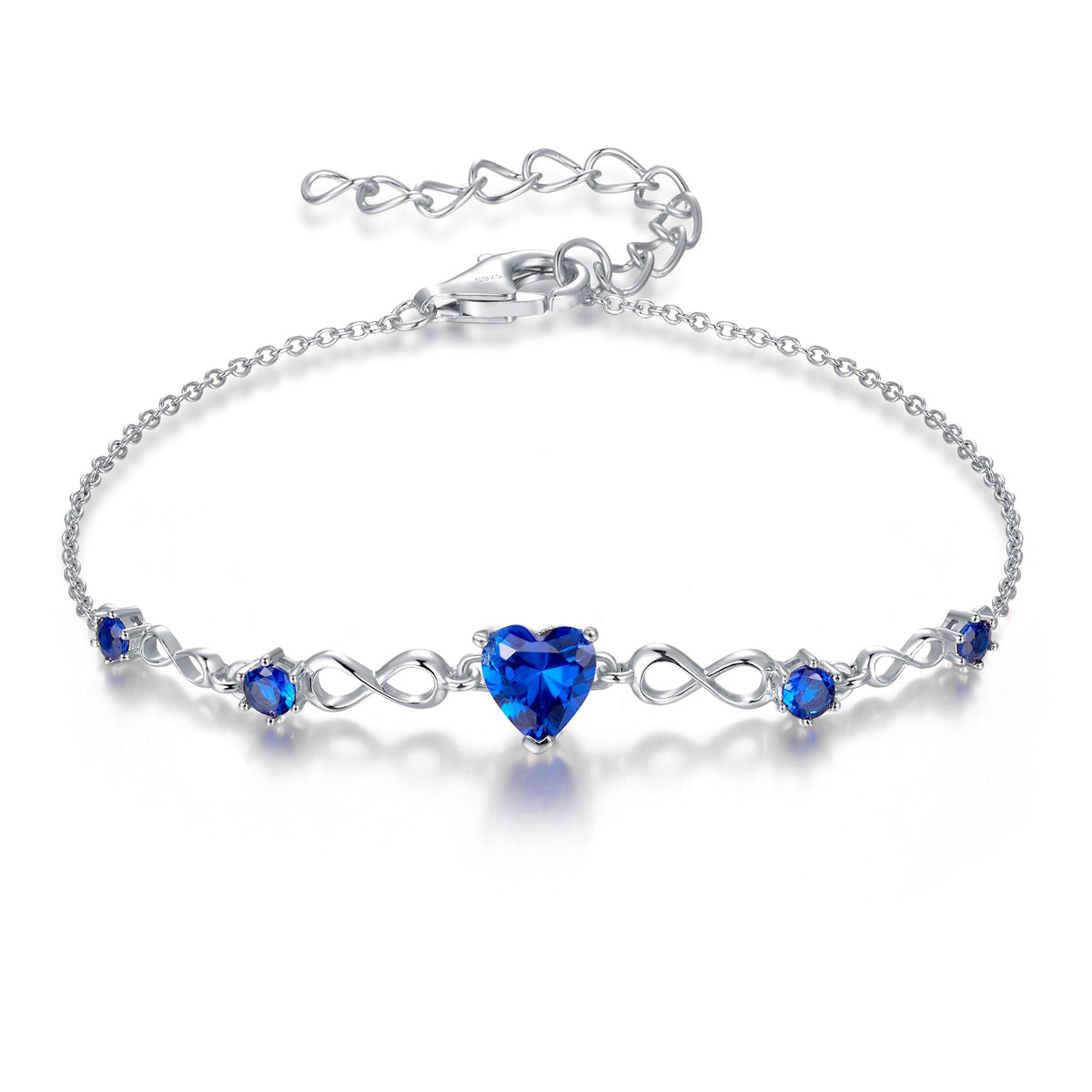 G&GEMSJEW Infinity Heart Birthstone Bracelets for Women, 925 Sterling Silver Women Charm Link Bracelet Adjustable, Birthday Anniversary Christmas Jewelry Gifts for Women Wife Mom Girlfriend Her