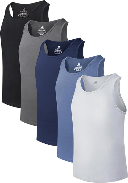 DAVID ARCHY Men's Tank Top Bamboo Rayon Undershirts Tank Shirt Moisture-Wicking A-Shirt for Men, 3 or 5 Pack