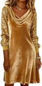 OSCORP Women’s Velvet Cowl Neck Mini Dress – Long Sleeve Party Cocktail Dress for Fall Winter 2025