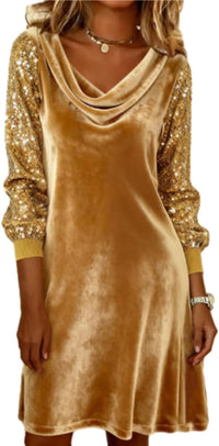 OSCORP Women’s Velvet Cowl Neck Mini Dress – Long Sleeve Party Cocktail Dress for Fall Winter 2025