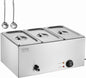 VEVOR Commercial Food Warmer, 1500W Electric Stainless Steel Steam Food Warmer with Lid, 6-Pan Fast Heating Countertop Buffet Bain Marie with Soup & Perforated Ladles, for Catering, Restaurant, Party