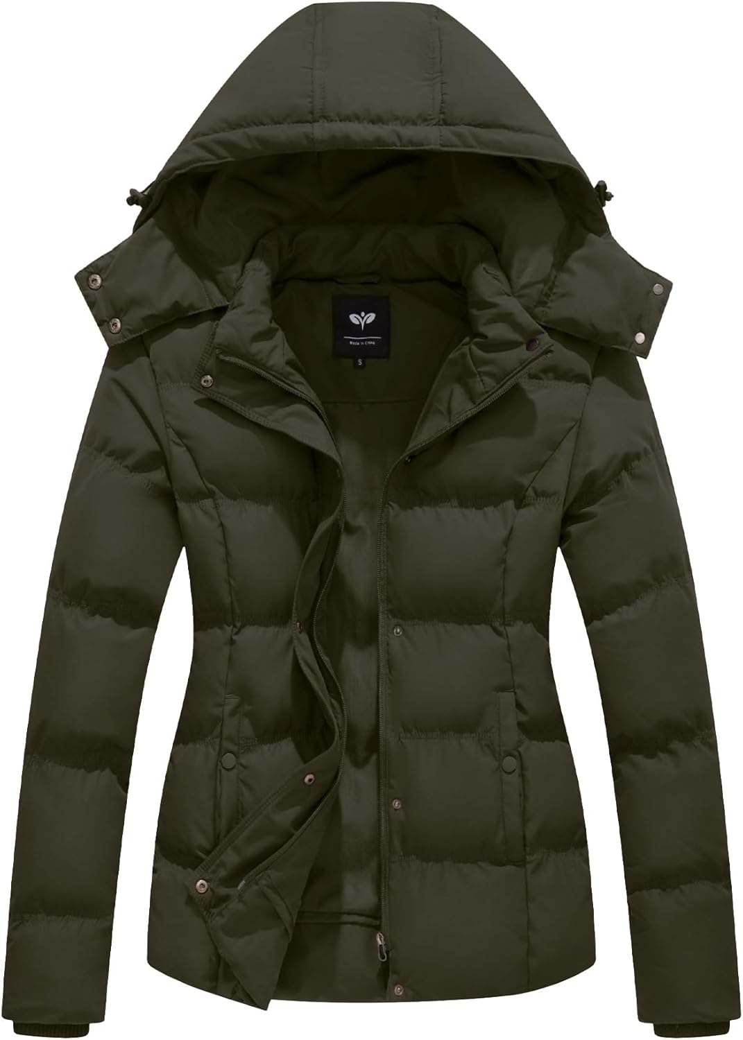 GGleaf Women's Winter Coats Quilted Puffer Jacket Warm Snow Coat with Removable Hood