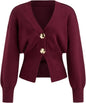 CIDER Cardigan Sweater for Women Knitted Long Sleeve V Neck Trendy Open Front Sweaters with Gold Buttons