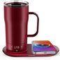 Smart Self Heating Coffee Mug 18 Oz Temperature Control Heated Coffee Mug App Controlled Warmer Mug 5-10 Hour LED Display Keep Coffee Hot All Day Fast Wireless Charger Base Jade Green